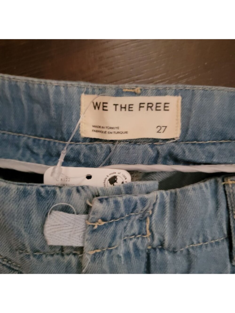 Free People Light Blue Wide Leg Drawstring Hem Jeans - Picture 8 of 8
